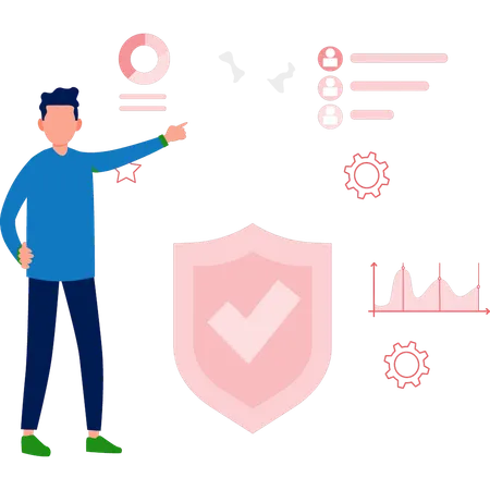 Garçon montrant une protection de qualité  Illustration