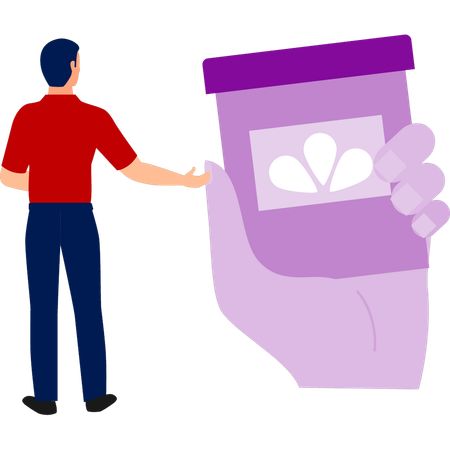 Garçon montrant du savon en papier  Illustration