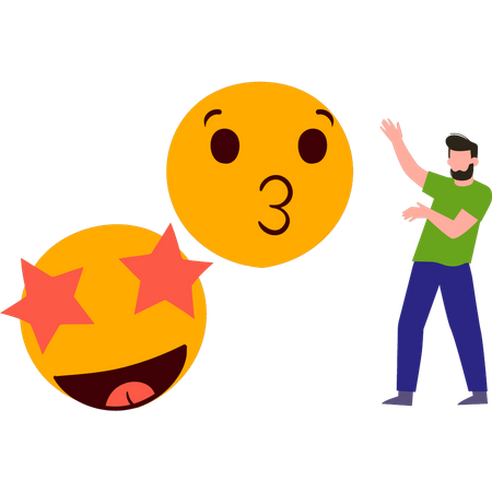 Garçon montrant des emojis  Illustration