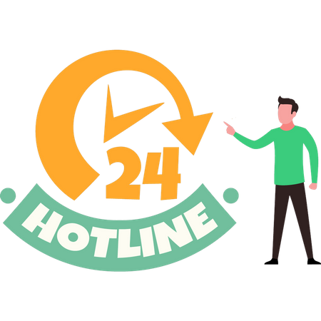 Garçon montrant la hotline  Illustration