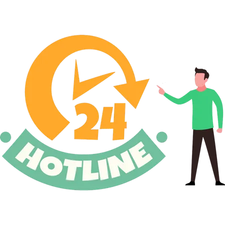 Garçon montrant la hotline  Illustration