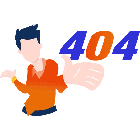 Garçon montrant l'erreur 404  Illustration