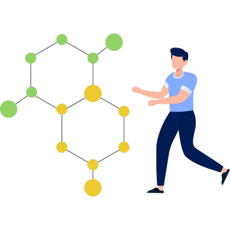 Garçon montrant la structure des molécules  Illustration