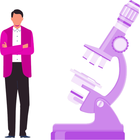 Garçon montrant le microscope  Illustration