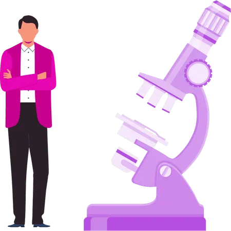 Garçon montrant le microscope  Illustration