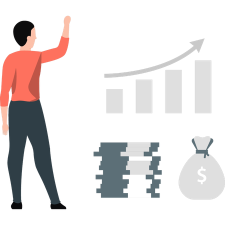 Garçon montrant un profit d'investissement  Illustration