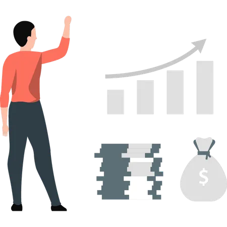 Garçon montrant un profit d'investissement  Illustration