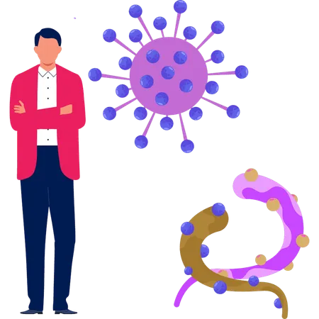 Garçon montrant une infection par des bactéries  Illustration