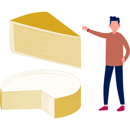 Garçon montrant une tranche de fromage  Illustration