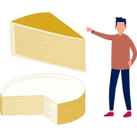 Garçon montrant une tranche de fromage  Illustration