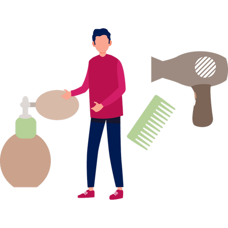 Le garçon montre du parfum  Illustration