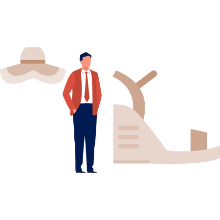 Le garçon montre des sandales  Illustration