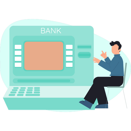 Un garçon montre une carte bancaire  Illustration