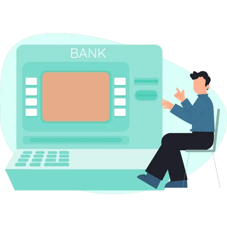 Un garçon montre une carte bancaire  Illustration