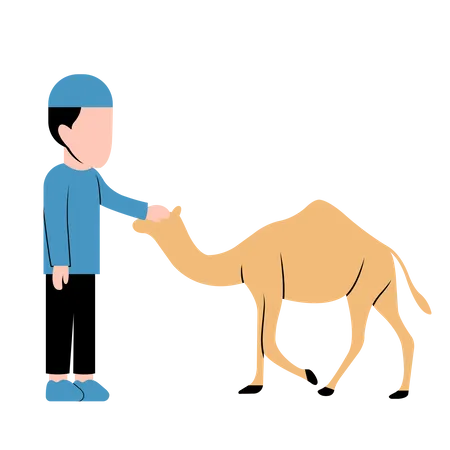 Garçon musulman avec chameau  Illustration