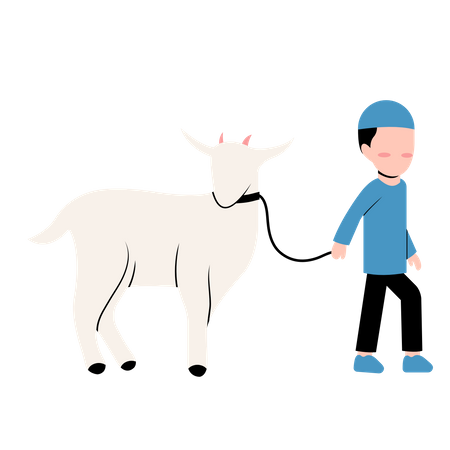 Garçon musulman avec chèvre  Illustration