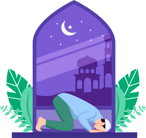 Garçon musulman en pose namaz  Illustration