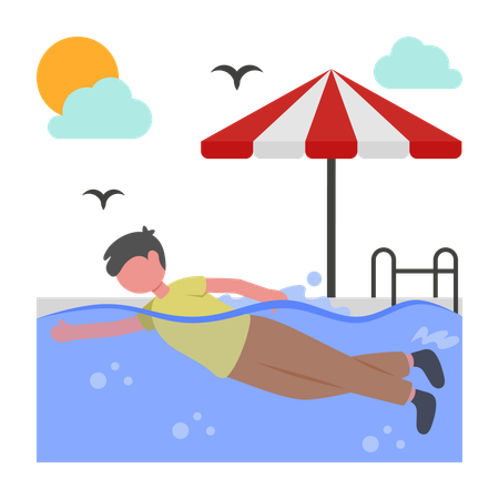Garçon faisant de la natation  Illustration