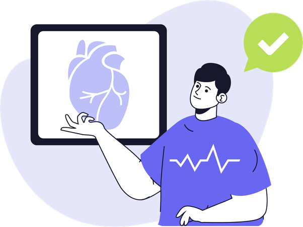 Un garçon parle de santé cardiaque  Illustration