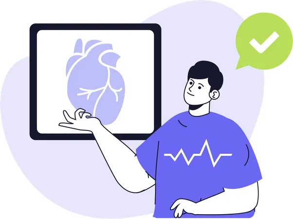 Un garçon parle de santé cardiaque  Illustration