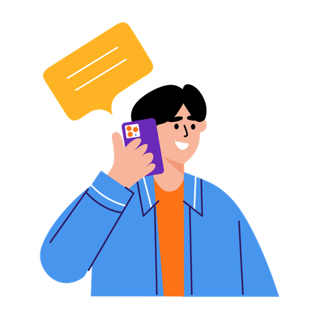 Garçon parlant au téléphone  Illustration