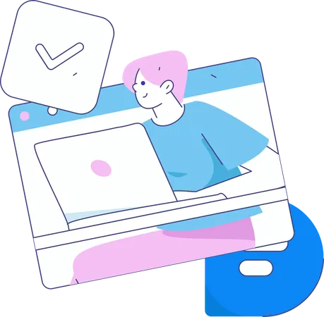 Un garçon participe à un webinaire sur les affaires  Illustration