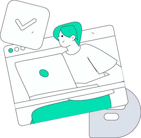 Un garçon participe à un webinaire sur les affaires  Illustration