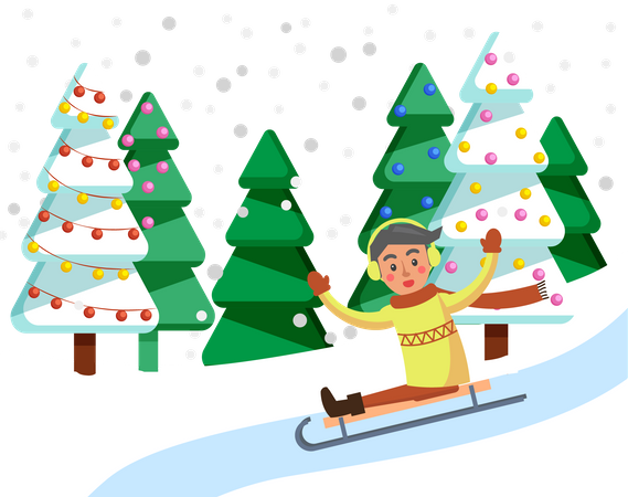 Garçon patinant sur glace  Illustration