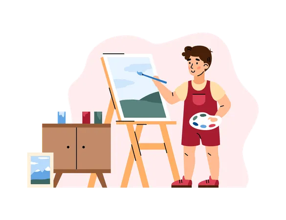 Peinture de garçon sur toile  Illustration