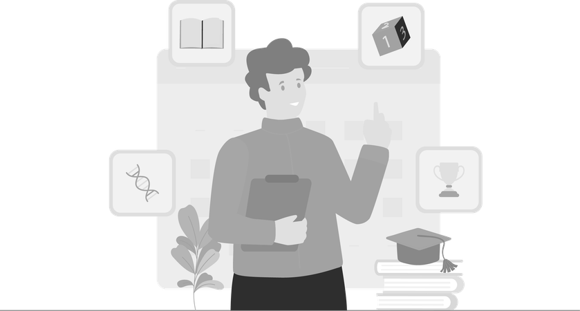 Garçon prévoyant d'étudier  Illustration