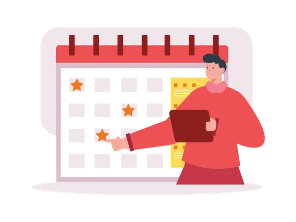 Calendrier de planification des garçons pour le marketing  Illustration