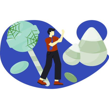 Garçon montrant des bonbons pour un tour ou un sort  Illustration
