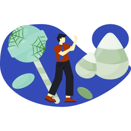 Garçon montrant des bonbons pour un tour ou un sort  Illustration