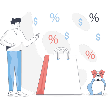 Garçon pointant du doigt les soldes du Black Friday  Illustration