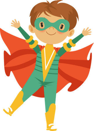 Garçon portant un costume de super-héros  Illustration