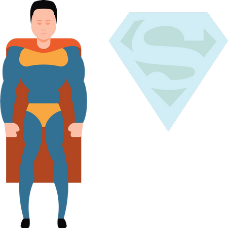 Garçon portant un costume de super-héros  Illustration