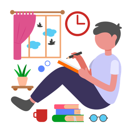 Garçon pratiquant la pleine conscience  Illustration