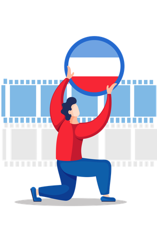 Garçon suivant des cours de langue  Illustration