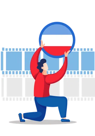 Garçon suivant des cours de langue  Illustration