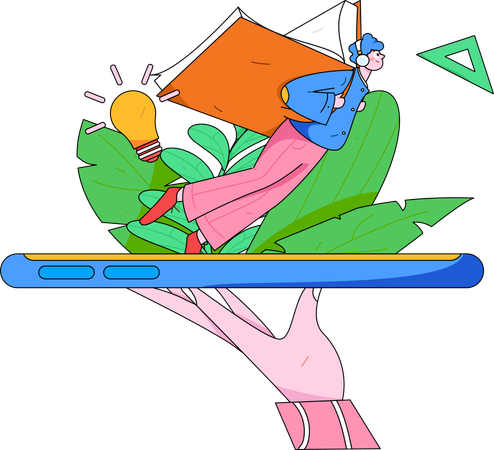Garçon suivant une éducation en ligne  Illustration