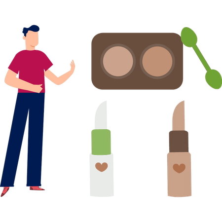Garçon présentant des produits cosmétiques  Illustration