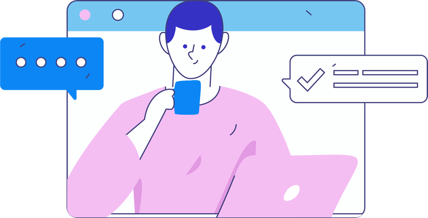 Garçon présentant un diaporama en ligne  Illustration