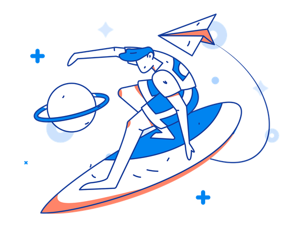 Garçon appréciant le surf  Illustration