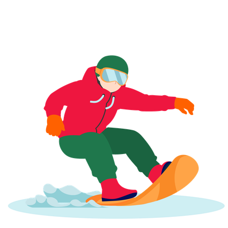 Le garçon aime le ski  Illustration