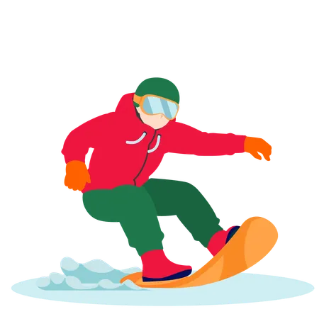 Le garçon aime le ski  Illustration