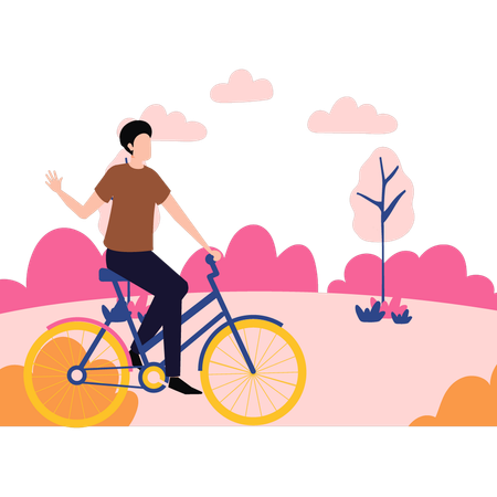 Garçon, faire du vélo dans le parc  Illustration