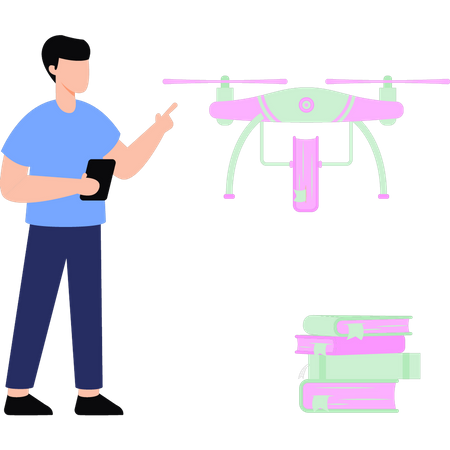 Garçon recevant la livraison de livres Vidrone  Illustration