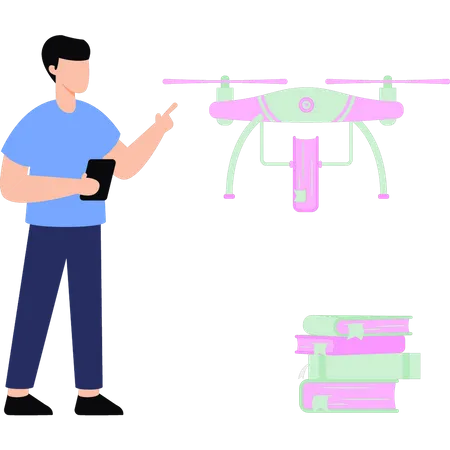 Garçon recevant la livraison de livres Vidrone  Illustration