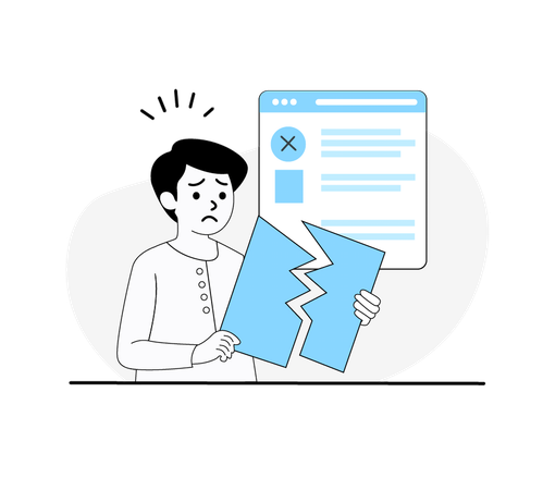 Un garçon reçoit un document cassé  Illustration