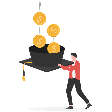 Un garçon obtient une bourse d'études  Illustration